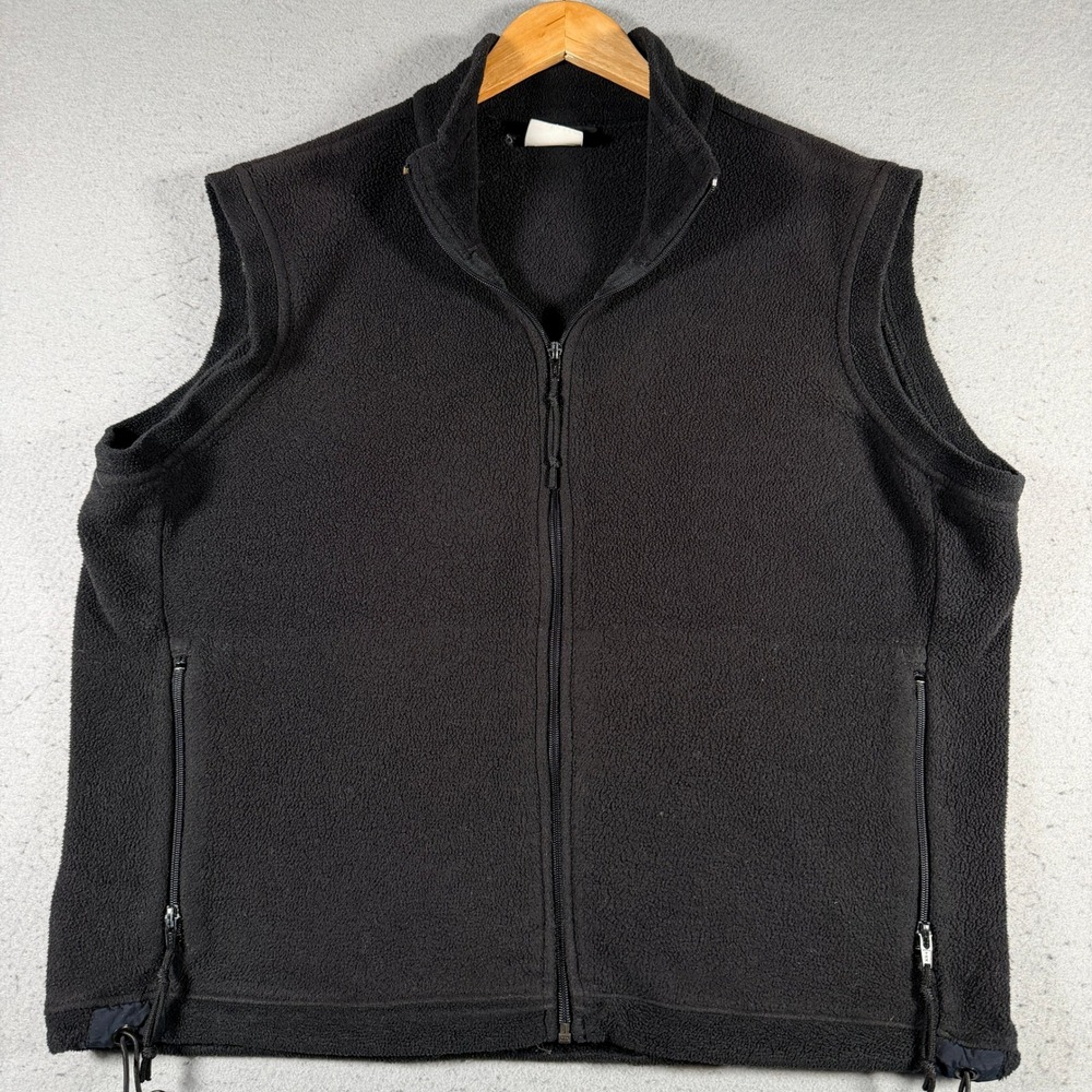 Vintage REI Polartec Fleece Vest Mens Black Full Zip Mock Neck Gorpcore Outdoors